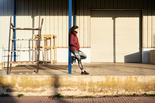 Side view portrait female runner.