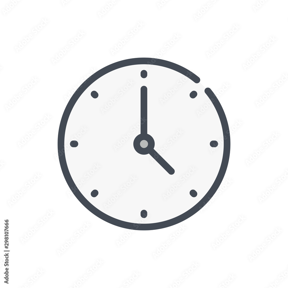 Poster time and clock color line icon. watch and time management vector outline colorful sign.