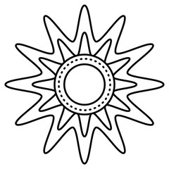 Winter season themed snowflake. Winter elements for greeting cards, posters, stickers and seasonal design. New Year. Christmas decor. Isolated snowflake on white background