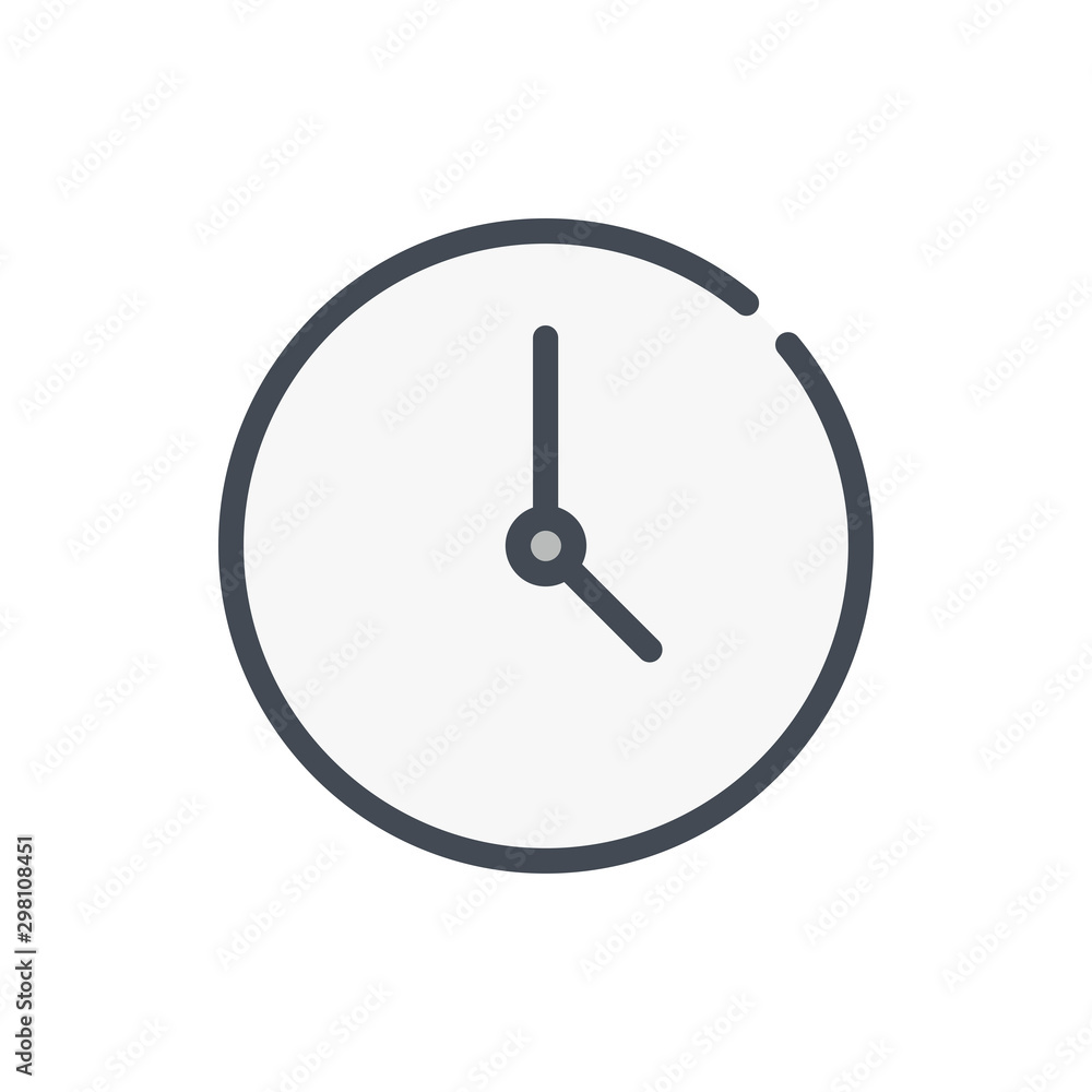 Poster time and clock color line icon. watch and time management vector outline colorful sign.