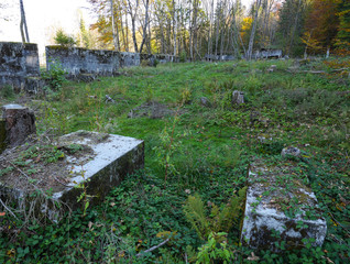 OBERSALZBERG, GERMANY - October 28, 2018: WW2 remains,  Big Theater Hall - Remains of Hitlers Berghof, Obersalzberg, Berchtesgaden, Bavaria, Germany