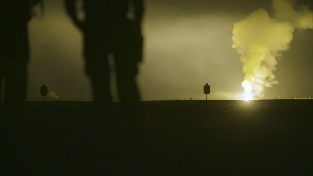 Smoke Bomb At Night Time Training Excercise