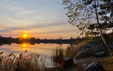 Sunset over the lake - 298109630