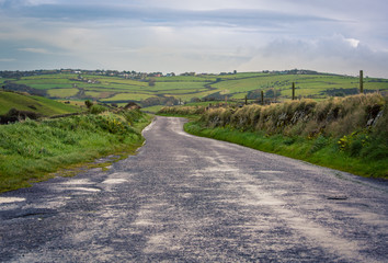 Raining road in Dingle Ireland