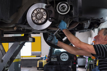 Mechanic at work in a repair car shop