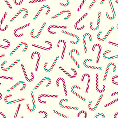 Seamless background pattern with Christmas lollipop in grunge retro style. Vector image