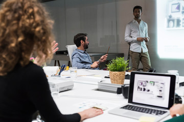 Businesspeople meeting in a modern space