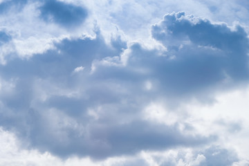 Obraz premium Blue sky with big beautiful white clouds. Beautiful background