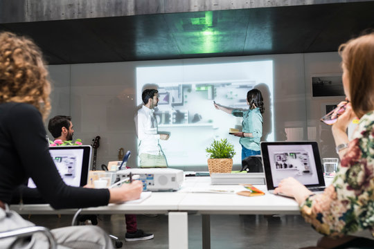 Businesspeople meeting in a modern space