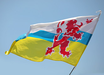 flag with red lion of Limburg Province in The Netherlands in Eur