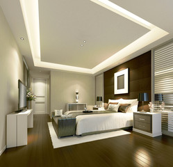 3d render of luxury hotel room