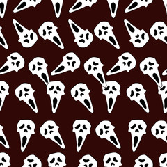 heloween gost skull seamless pattern accessory at Halloween. Rare pattern Halloween from seamless skull mask