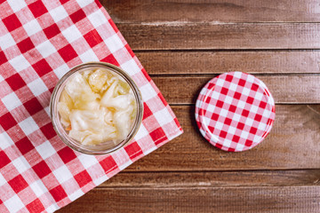 Pickled cabbage in a jar