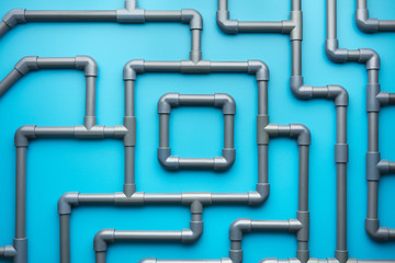 Composition of pipelines on blue background