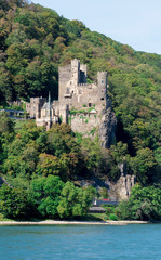 Fototapeta na wymiar Rheinstein Castle photographing from the opposite side of the Rhine. Rhineland-Palatinate, Germany, Europe