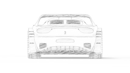 3d rendering of a race car isolated on white studio background