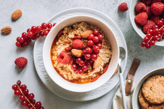 Delicious porridge with red fruits