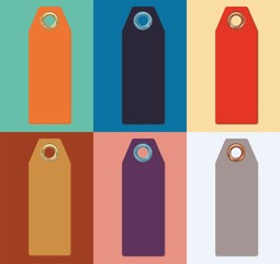 Set of color sale tags, Fashionable color. Set of colourful sale tag labels, vector illustration.