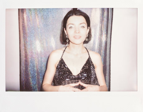 Glamorous Woman In Glitter Looking At Camera
