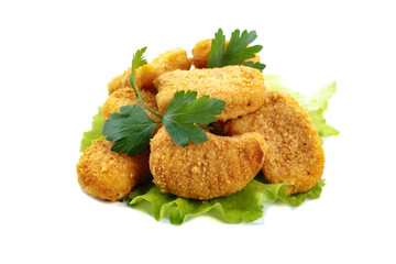 Chicken nuggets isolated on a white.