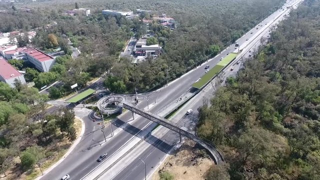Aerial view of Insurgentes avenue, close to the natural reserve of pedregal