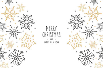 Christmas snowflakes elements ornaments greeting card on white background - obrazy, fototapety, plakaty