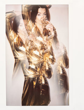 Fancy Woman Drinking Champagne Kaleidoscope