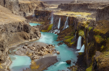 Sigoldugljufur, a Canyon with Waterfalls in Iceland