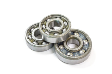 Ball bearing on a white background, Motorcycle bearing close-up.