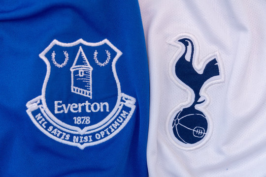 BANGKOK,THAILAND-DECEMBER 23:  The Logo Of  Everton And Tottenham Hotspur On The  Jerseys