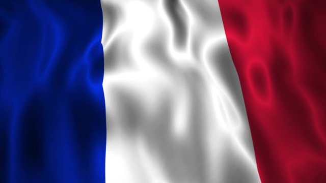 Full HD animation waving International flag France.