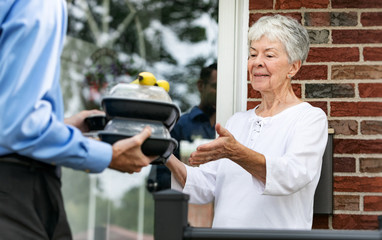 Meal: Senior Woman Happy To Get Meals And Visit