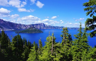 Deep Blue Lake in the Mountains Crater Lake National Park Oregon USA