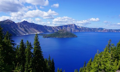 Deep Blue Lake in Mountains Crater Lake National Park Oregon USA