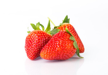 Strawberries with leaves.