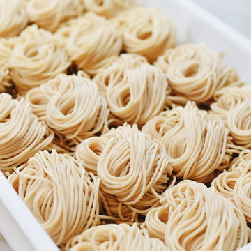 Close up of bundles of spaghetti
