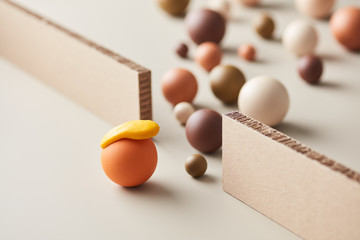 Colorful spheres showing border and immigrants