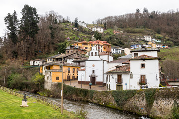 Fototapeta premium Cangas del Narcea, Spain. Views of the traditional neighborhood of Entrambasaguas, oldest part of the town