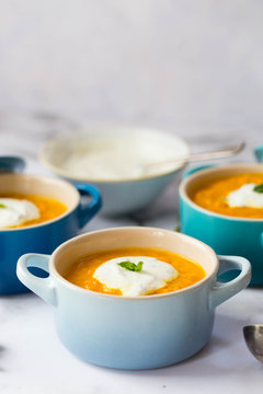 Carrot and ginger soup with raita