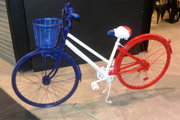 Blue-white-red bike 1, colors of the flag of France, close-up