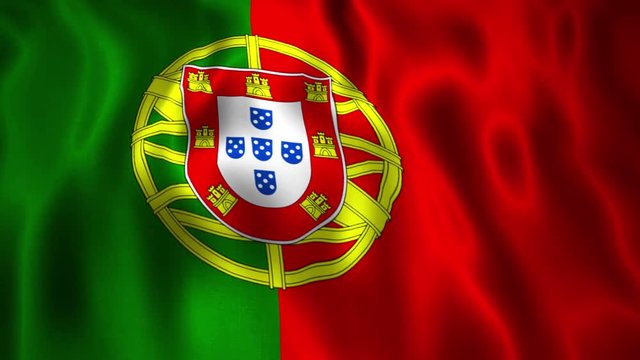 Full HD animation waving International flag Portugal.