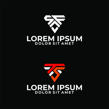 Initial letter S F and T S logo template with modern sporty triangle symbol in flat design monogram illustration