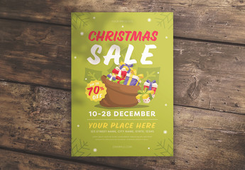 Christmas Gift Sale Flyer Layout with Illustrated Presents