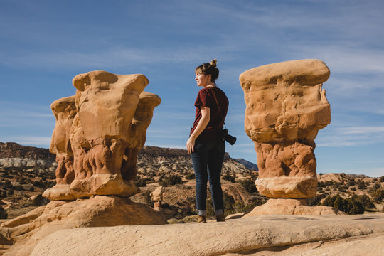 Standing between the hoodoos