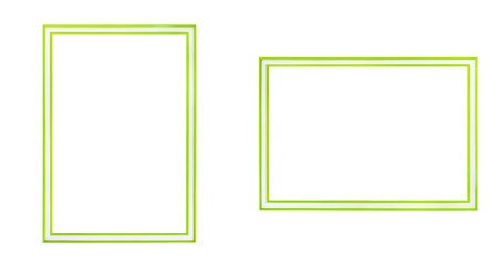 Blank green frame horizontal and vertical isolated on white background. File contains with clipping path so easy to work.
