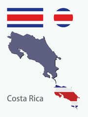 Fototapeta premium Costa Rica silhouette and flag vector