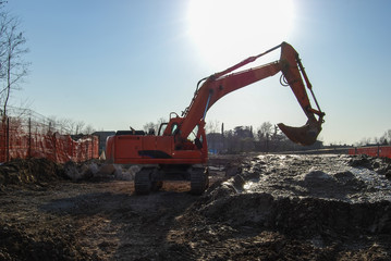 Excavators machine on a construction site