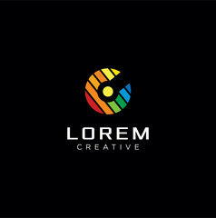 Circle Letter C Tech Logo Colorful Design Stock Vector . Round Letter C Digital Logo Colorful Design Template