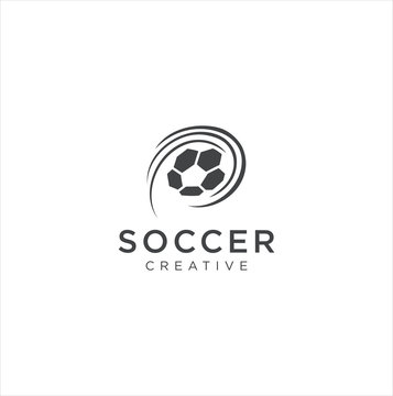 Football Soccer Logo Sport Design with a White background . Ball Logo Vector Stock