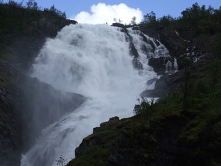 beautiful waterfall in the rocks of Norway